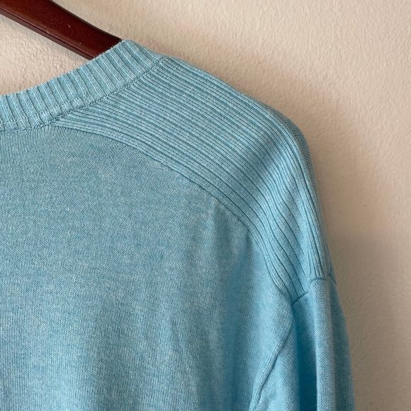 Banana Republic | Light Sky Blue Cotton Knit V-Neck Pullover Sweater XXL - Picture 5 of 5
